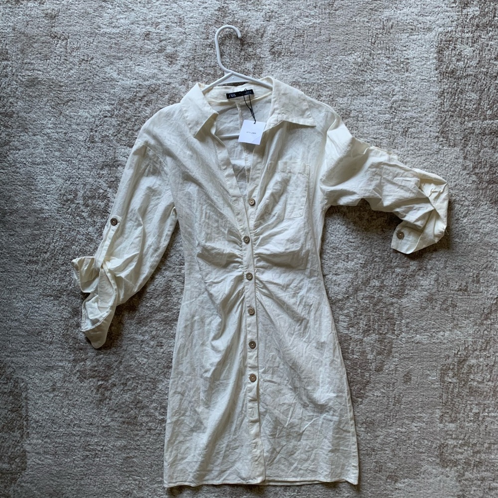 Zara white linen dress